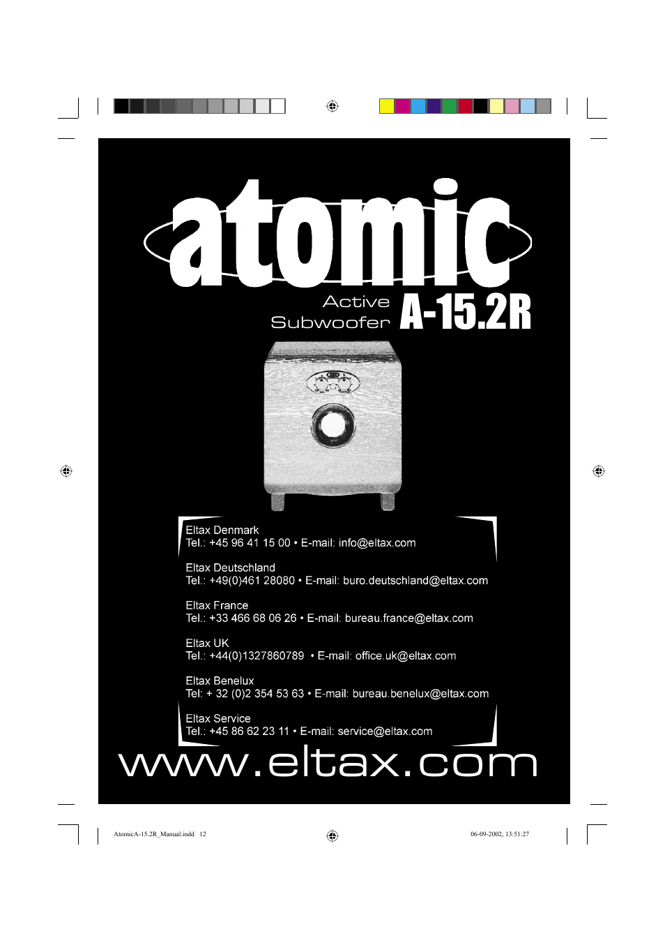 A-15.2r, Active subwoofer | Eltax Atomic A-15.2R User Manual | Page 12 / 12