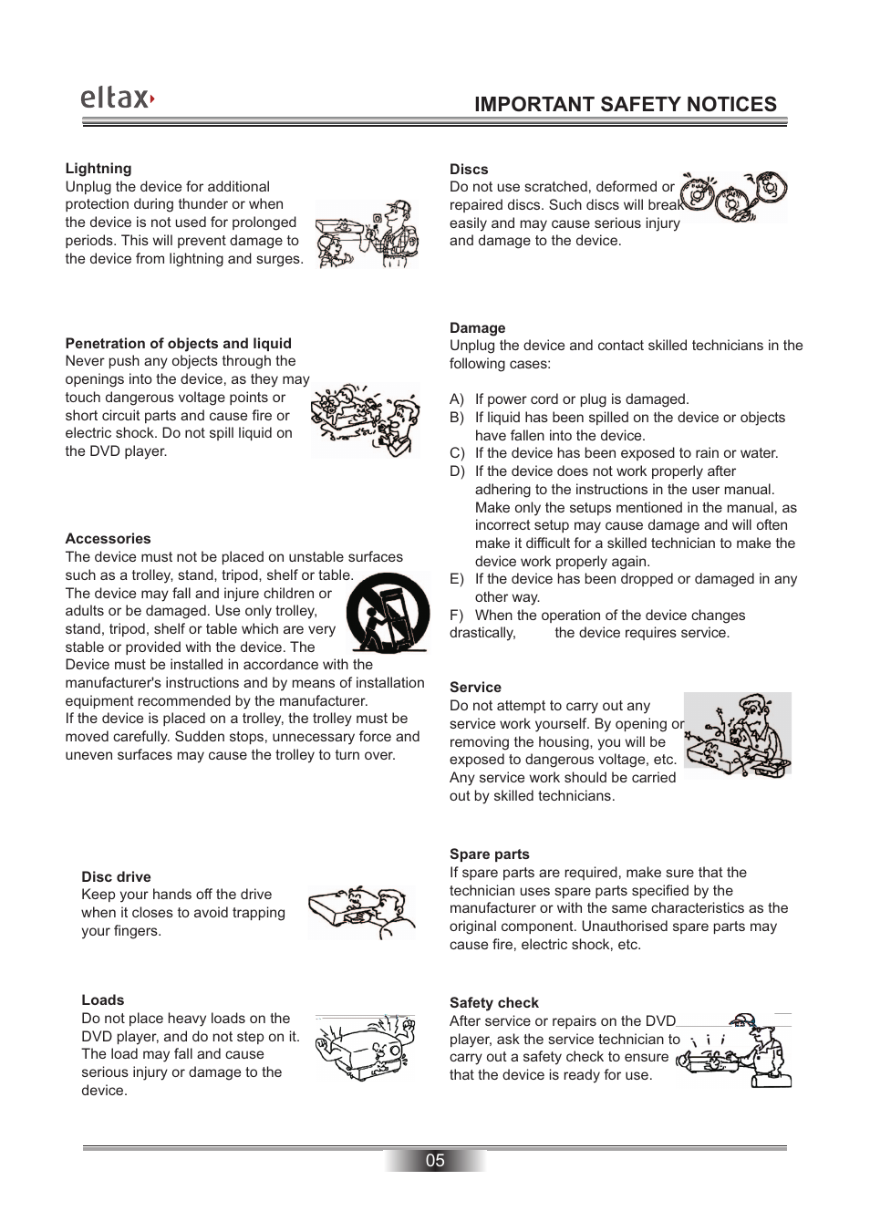 Important safety notices | Eltax Millennium DV-300 DivX User Manual | Page 6 / 28