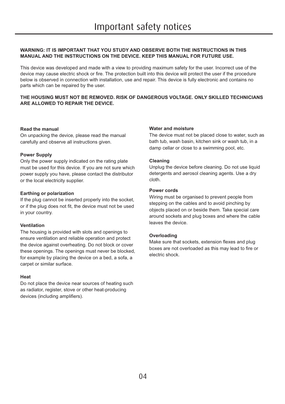 Important safety notices | Eltax Millennium Mini User Manual | Page 4 / 16