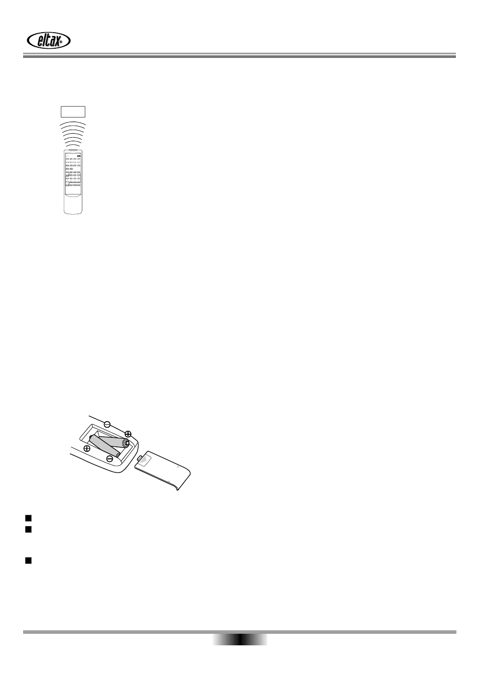 Remote control unit, Remote sensor battery lnstallation | Eltax AVR-800 User Manual | Page 13 / 28