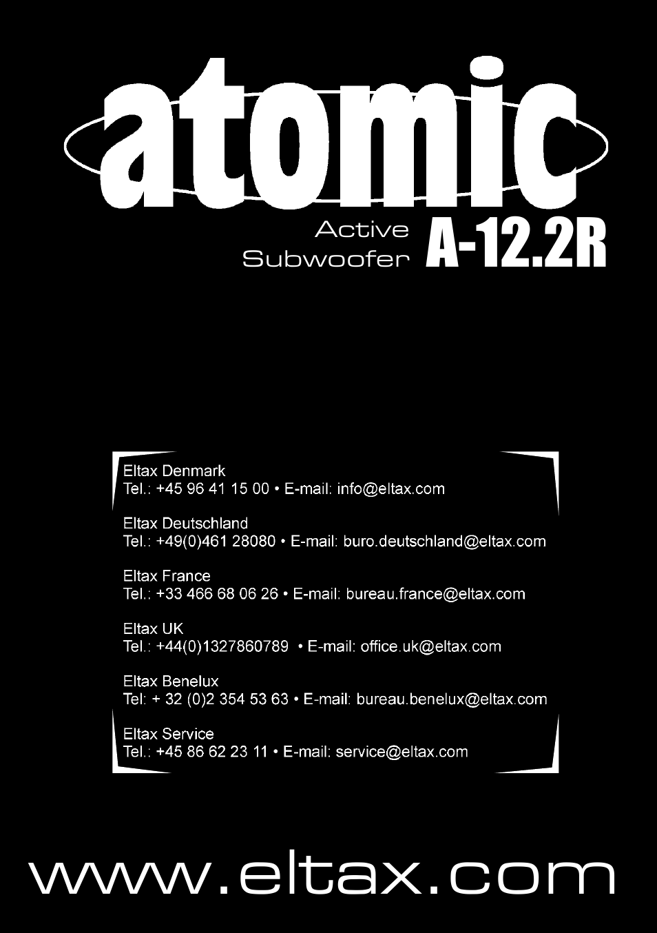 A-12.2r, Active subwoofer | Eltax Atomic A-12.2R User Manual | Page 12 / 12