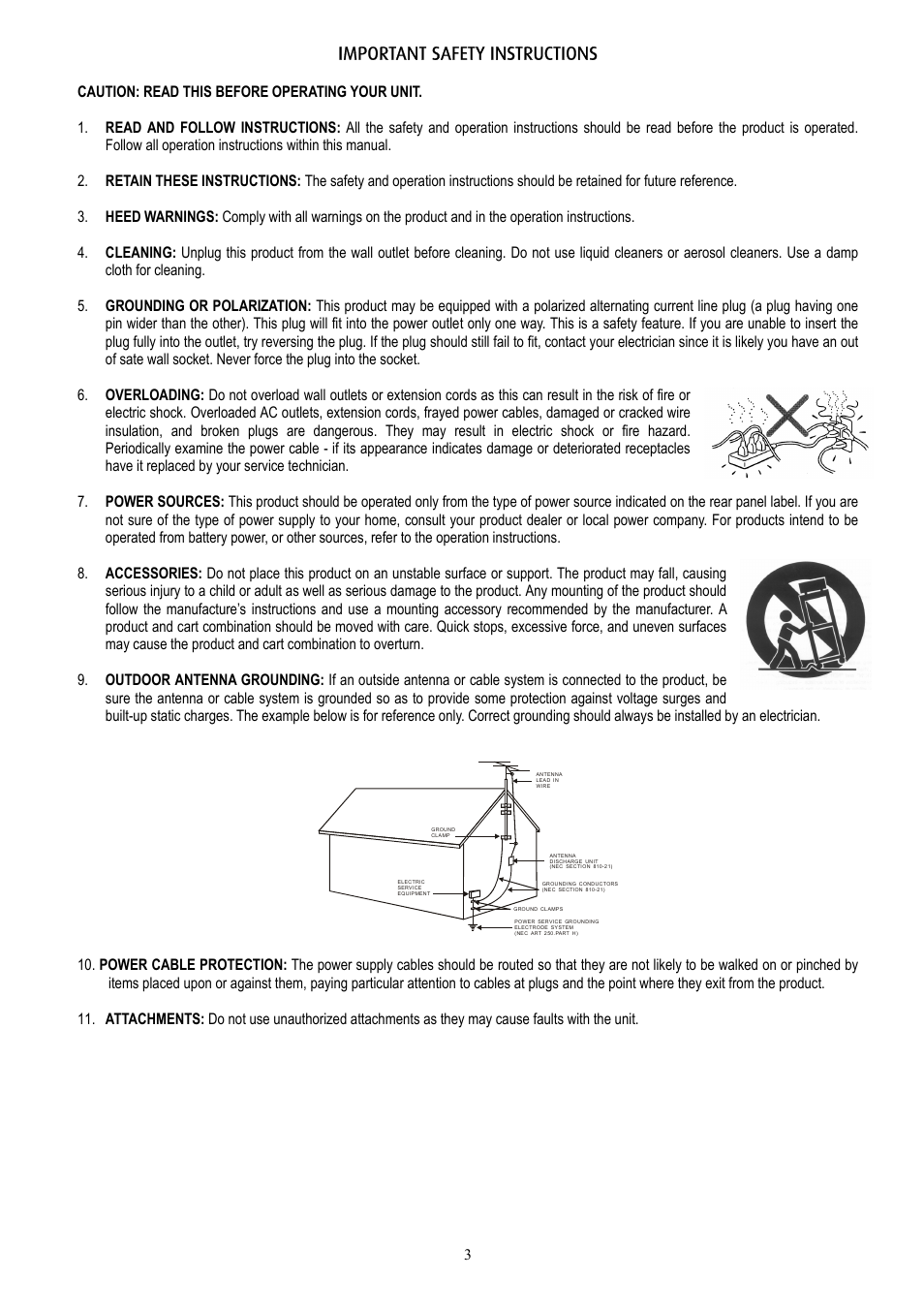 Important safety instructions | Eltax AVR-320 User Manual | Page 3 / 24