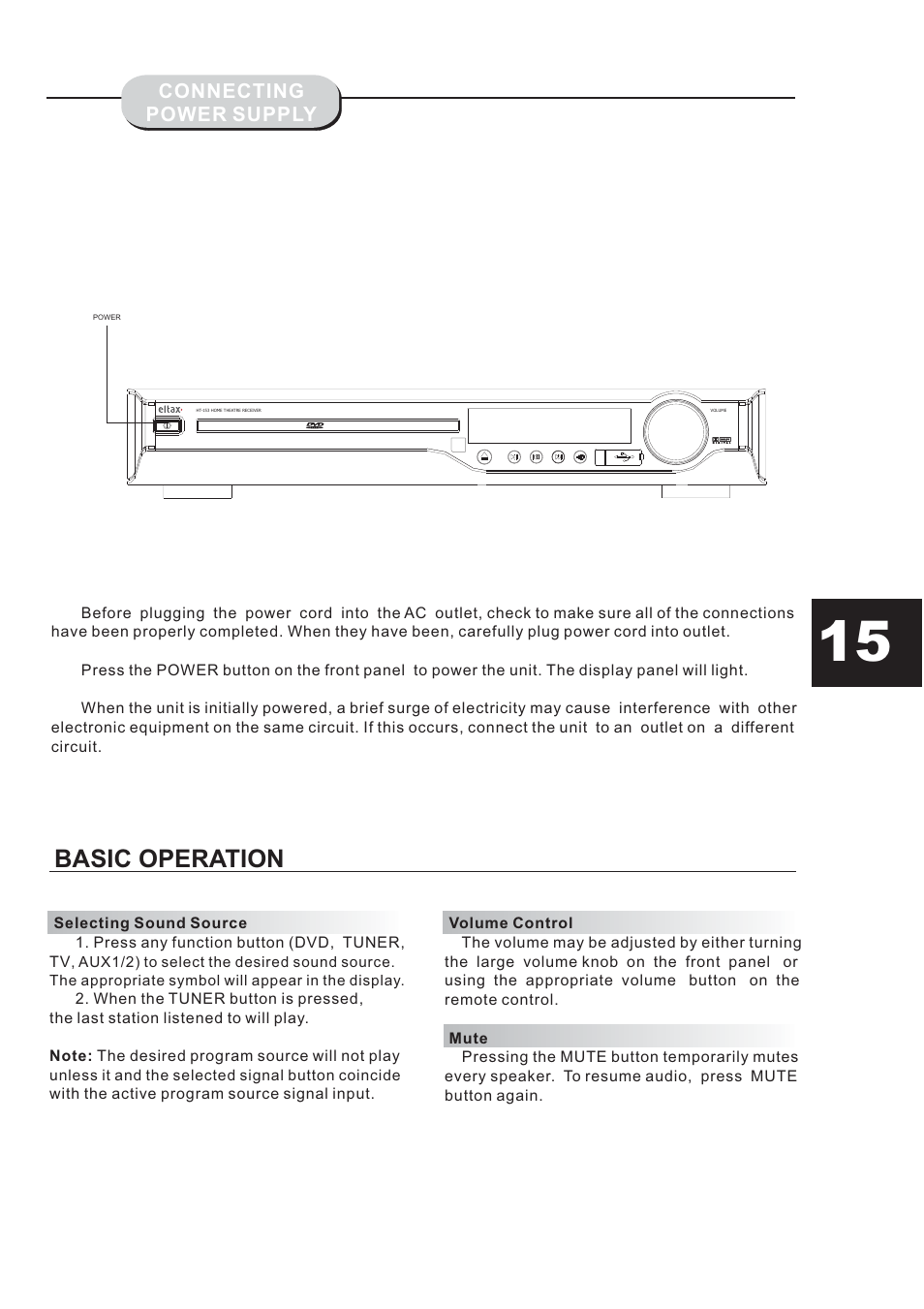 Basic operation | Eltax HT-153 User Manual | Page 15 / 32