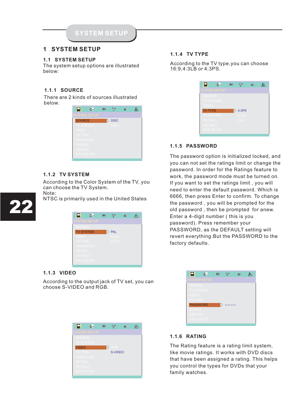 System setup, 1 system setup | Eltax HT-153 User Manual | Page 22 / 32