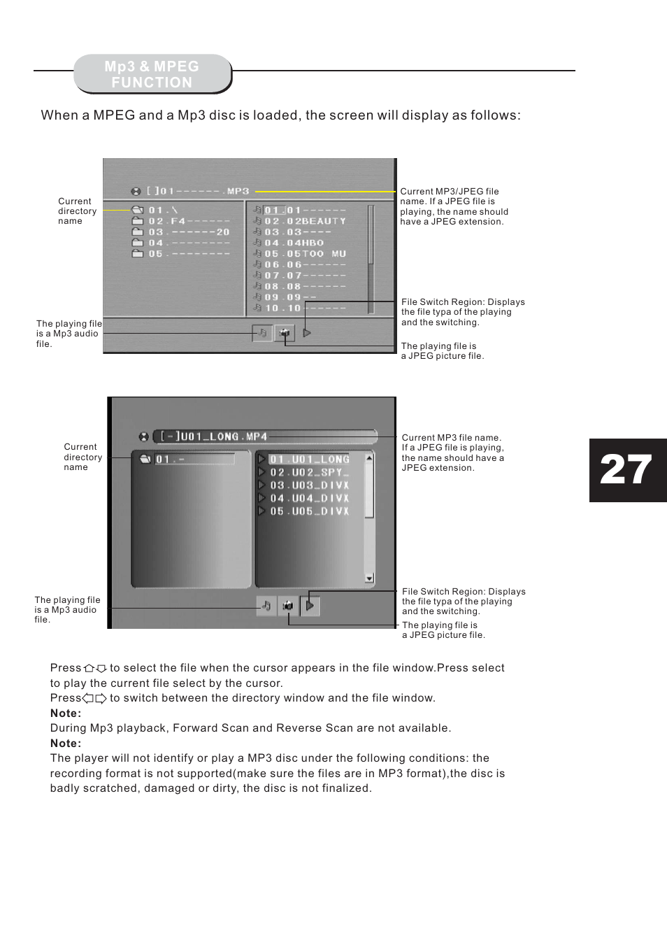 Mp3 & mpeg function | Eltax HT-153 User Manual | Page 27 / 32