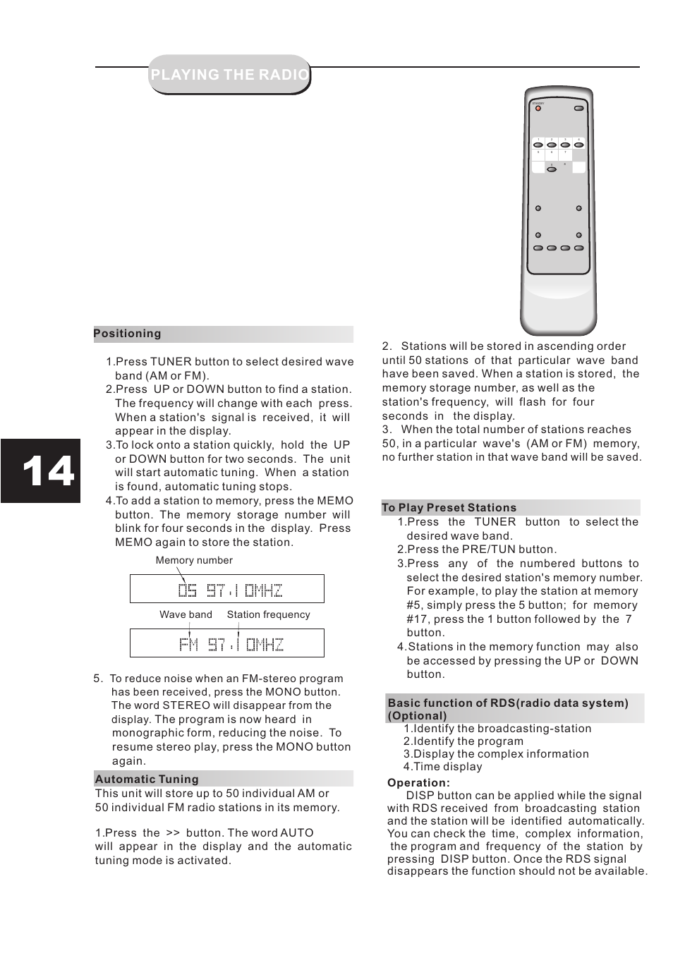 Playing the radio | Eltax DR-109 User Manual | Page 16 / 32