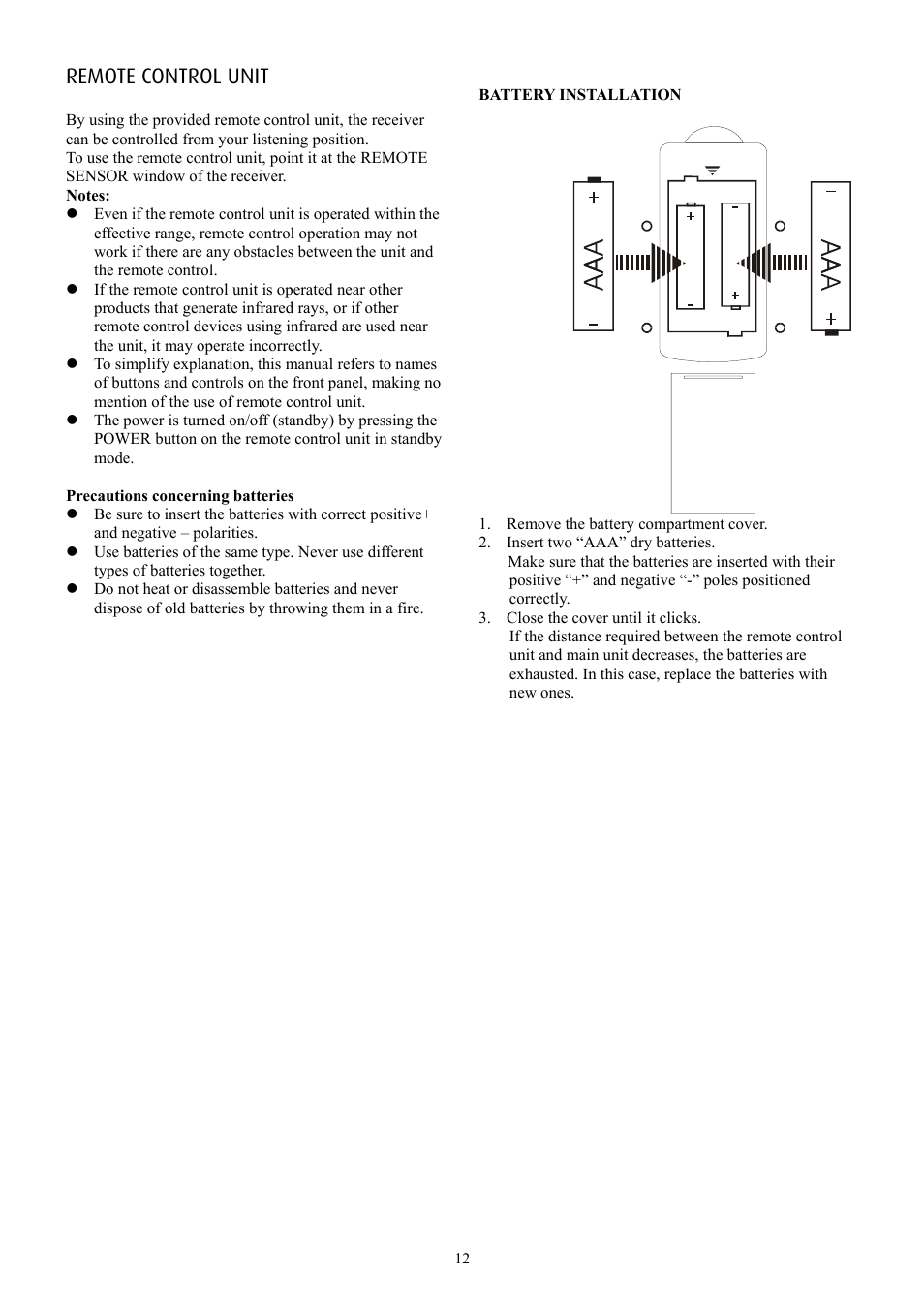 Remote control unit | Eltax AVR-900 User Manual | Page 12 / 24