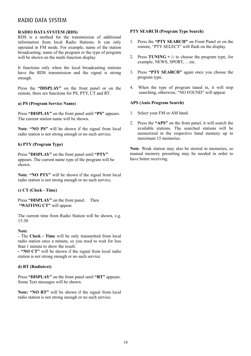 Radio data system | Eltax AVR-900 User Manual | Page 18 / 24