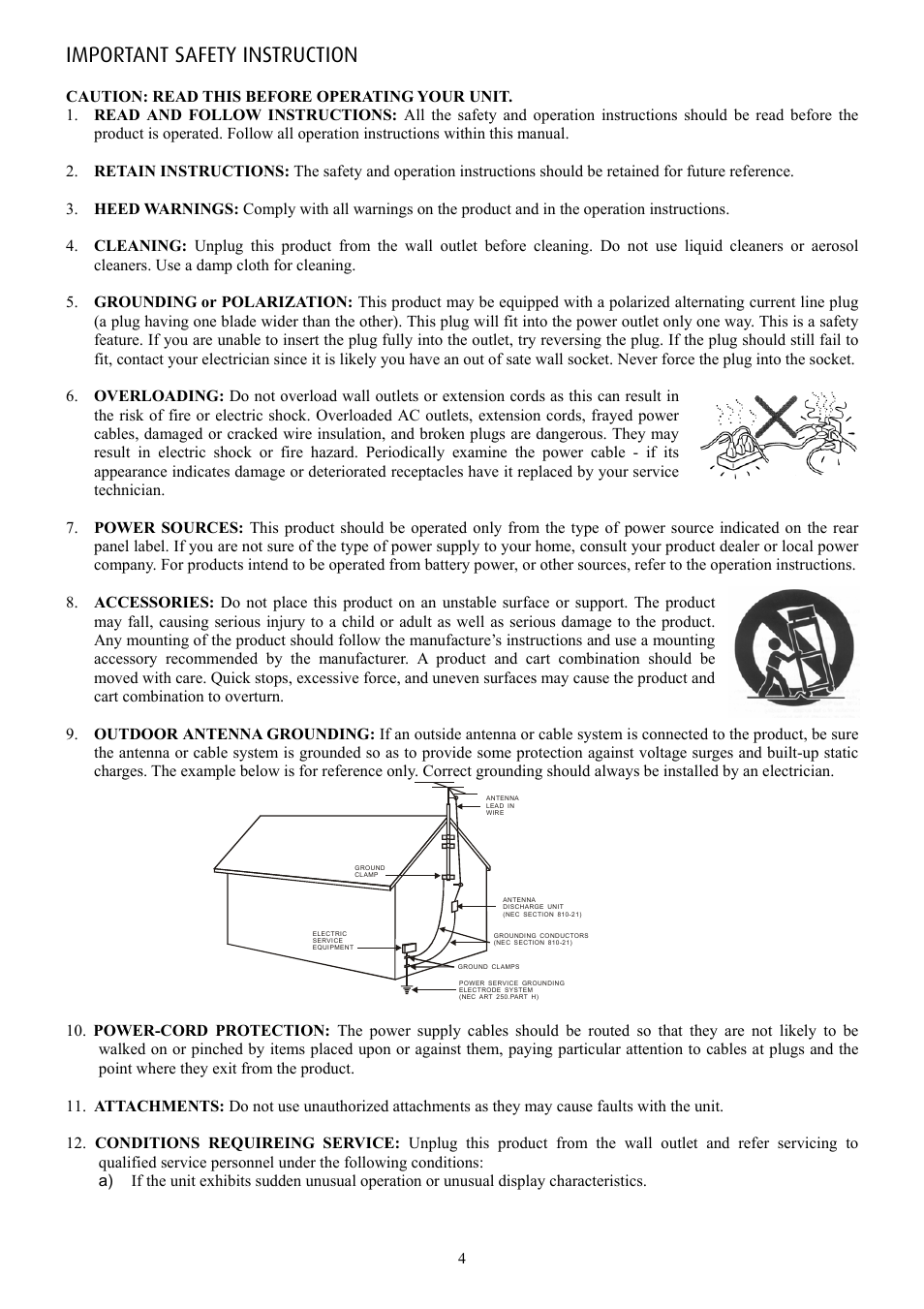 Important safety instruction | Eltax AVR-900 User Manual | Page 4 / 24