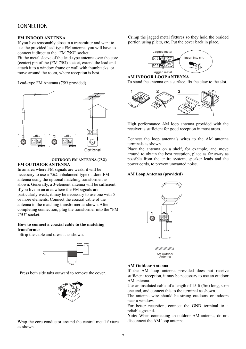 Connection, Press both side tabs outward to remove the cover | Eltax AVR-900 User Manual | Page 7 / 24