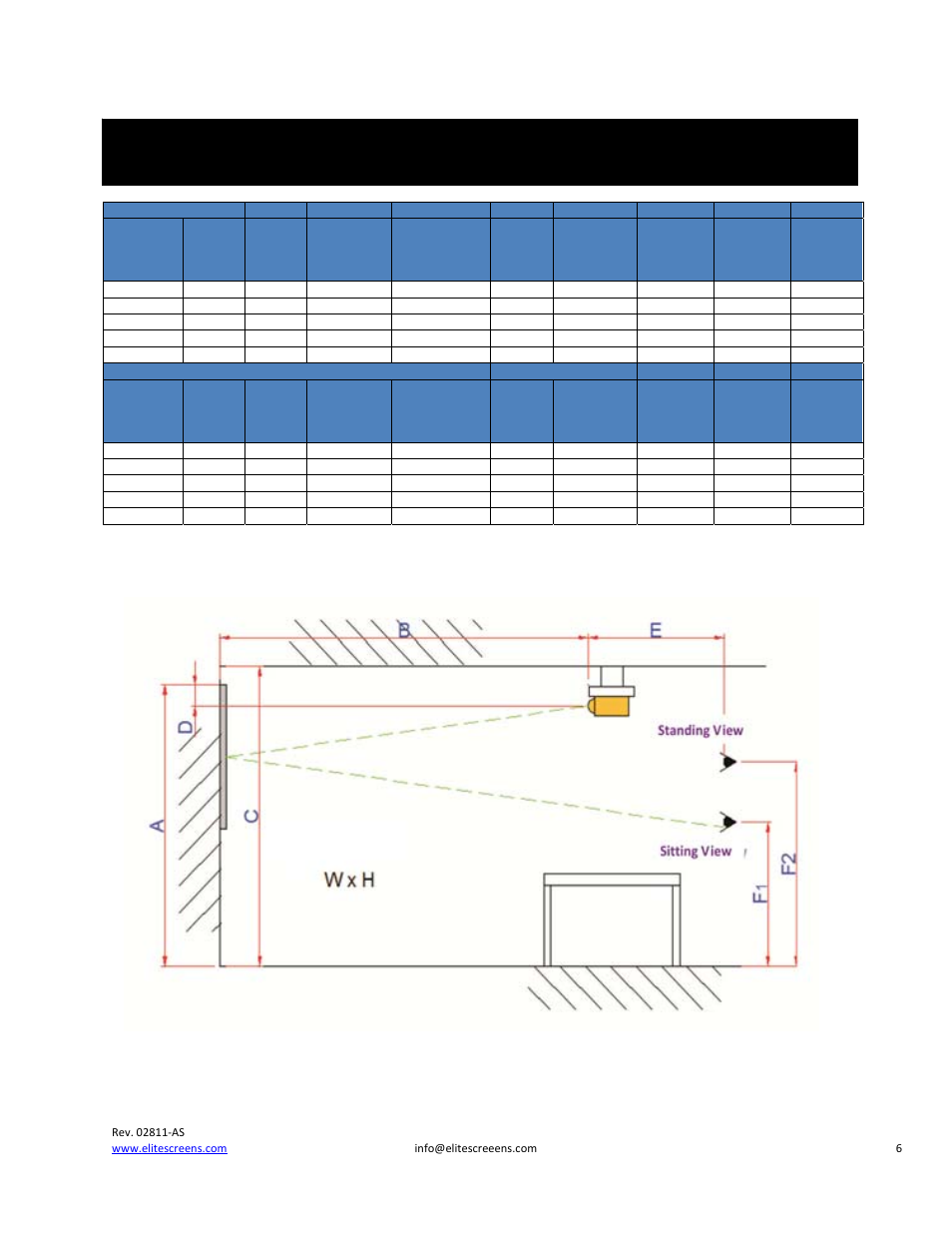 Overhead projector installation | Elite Screens Universal User Manual | Page 6 / 8