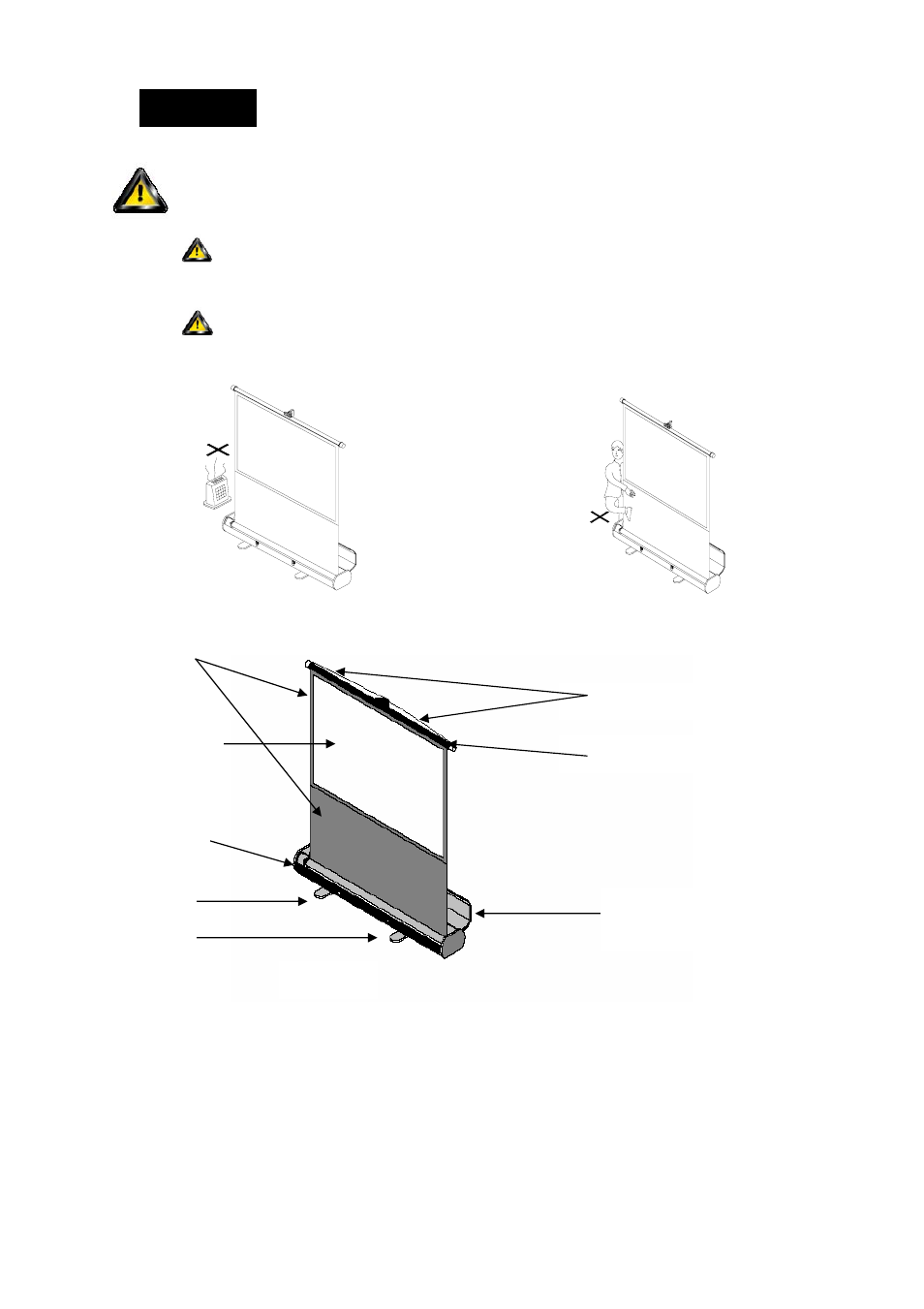 Precautions | Elite Screens ELITE EZ CINEMA SERIES F84NWH User Manual | Page 11 / 15