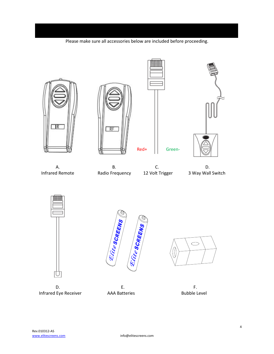Accessories for vmax 2 series | Elite Screens VMAX2 User Manual | Page 4 / 10