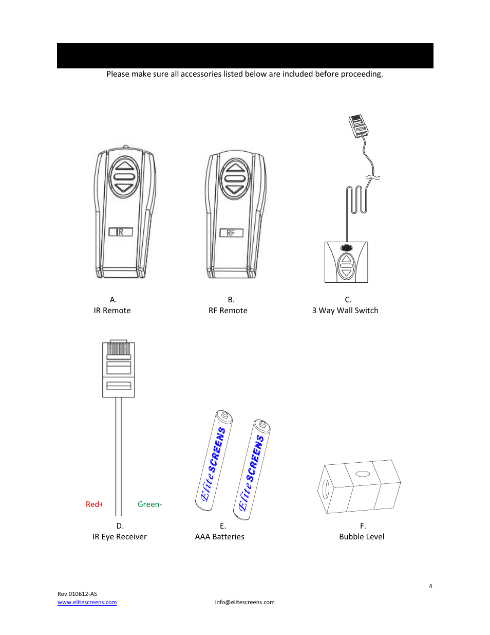 Accessories for osprey tension dual series | Elite Screens Osprey Tension User Manual | Page 4 / 11