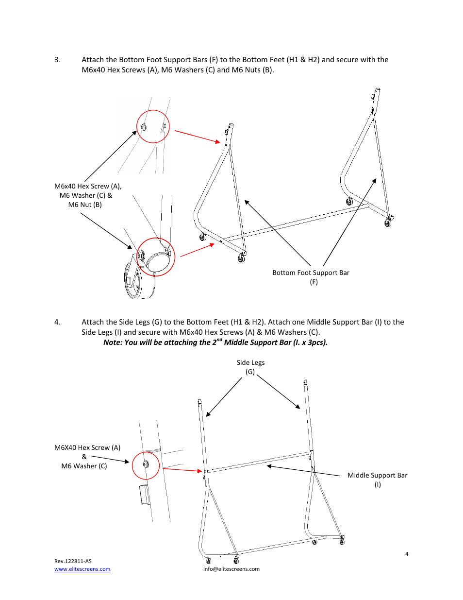 Elite Screens Portable Mobile Stand User Manual | Page 4 / 8