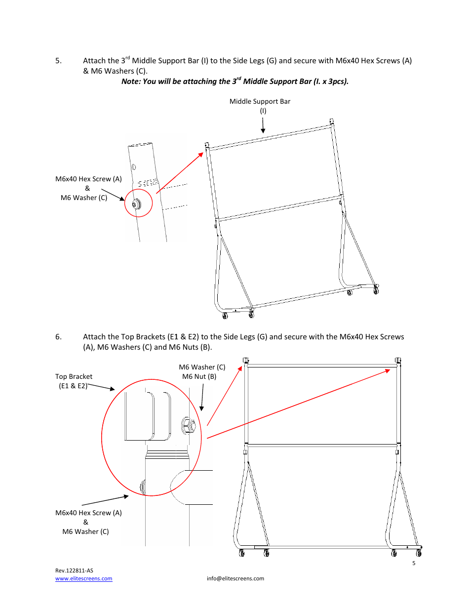 Elite Screens Portable Mobile Stand User Manual | Page 5 / 8