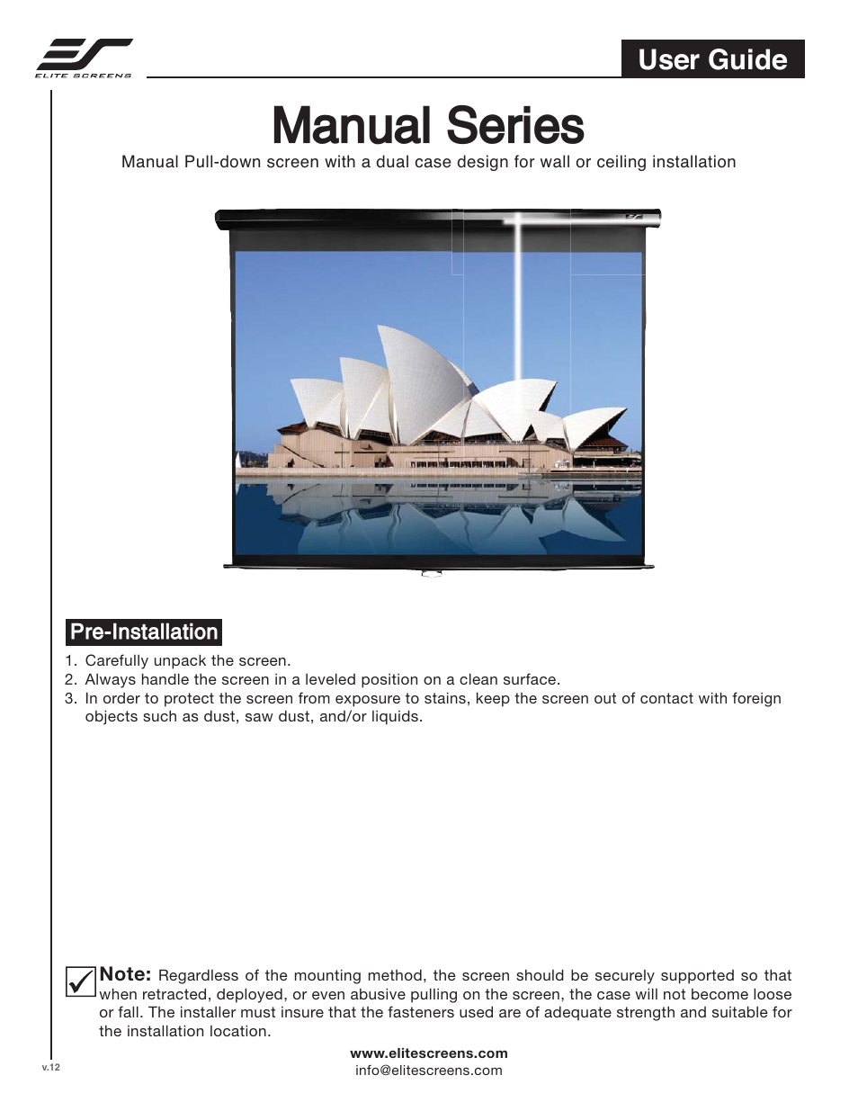 Elite Screens 71120 User Manual | 8 pages