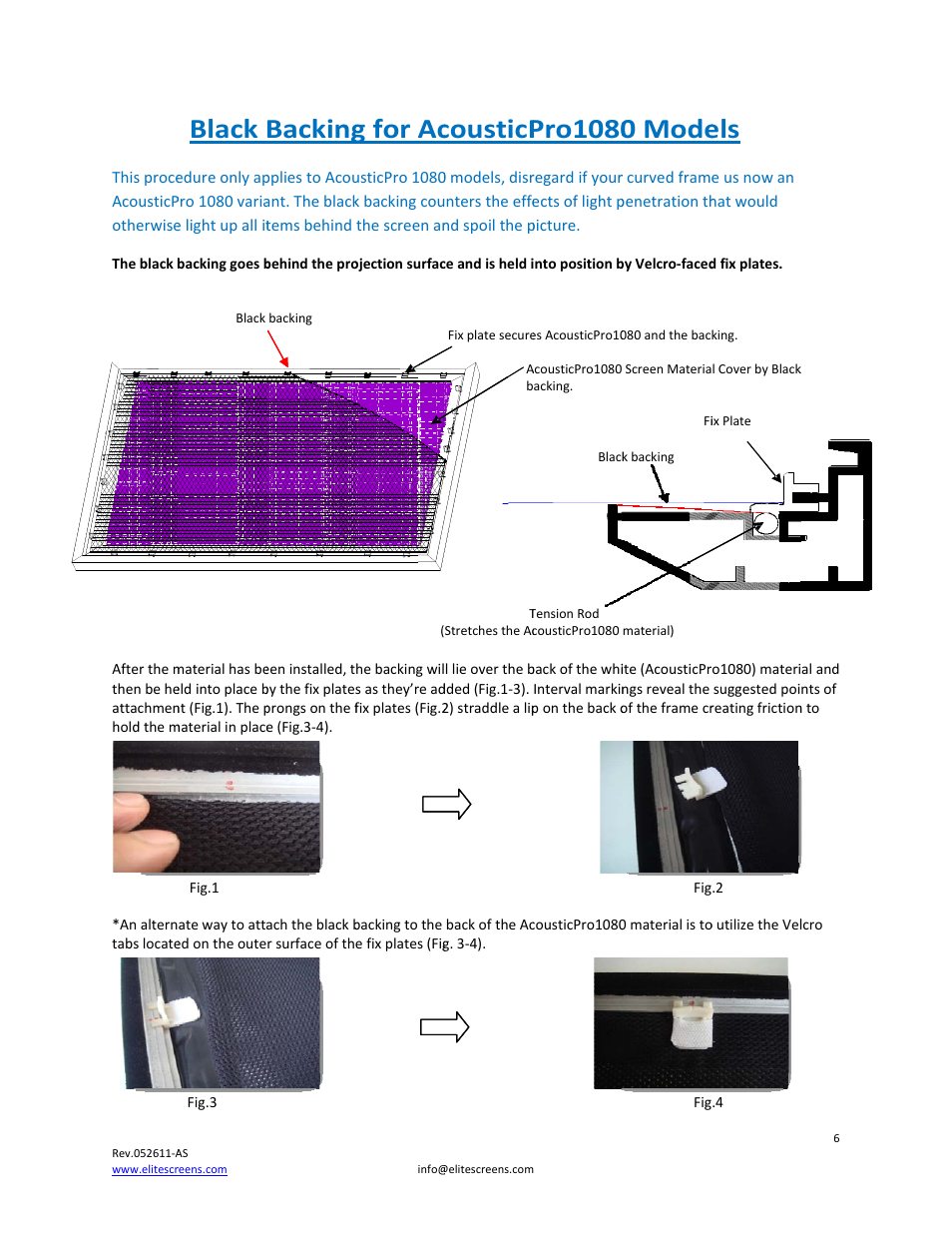 Black, Backing, G for ac | Cousticp, Pro1080, 0 mode | Elite Screens 052611AS User Manual | Page 6 / 14