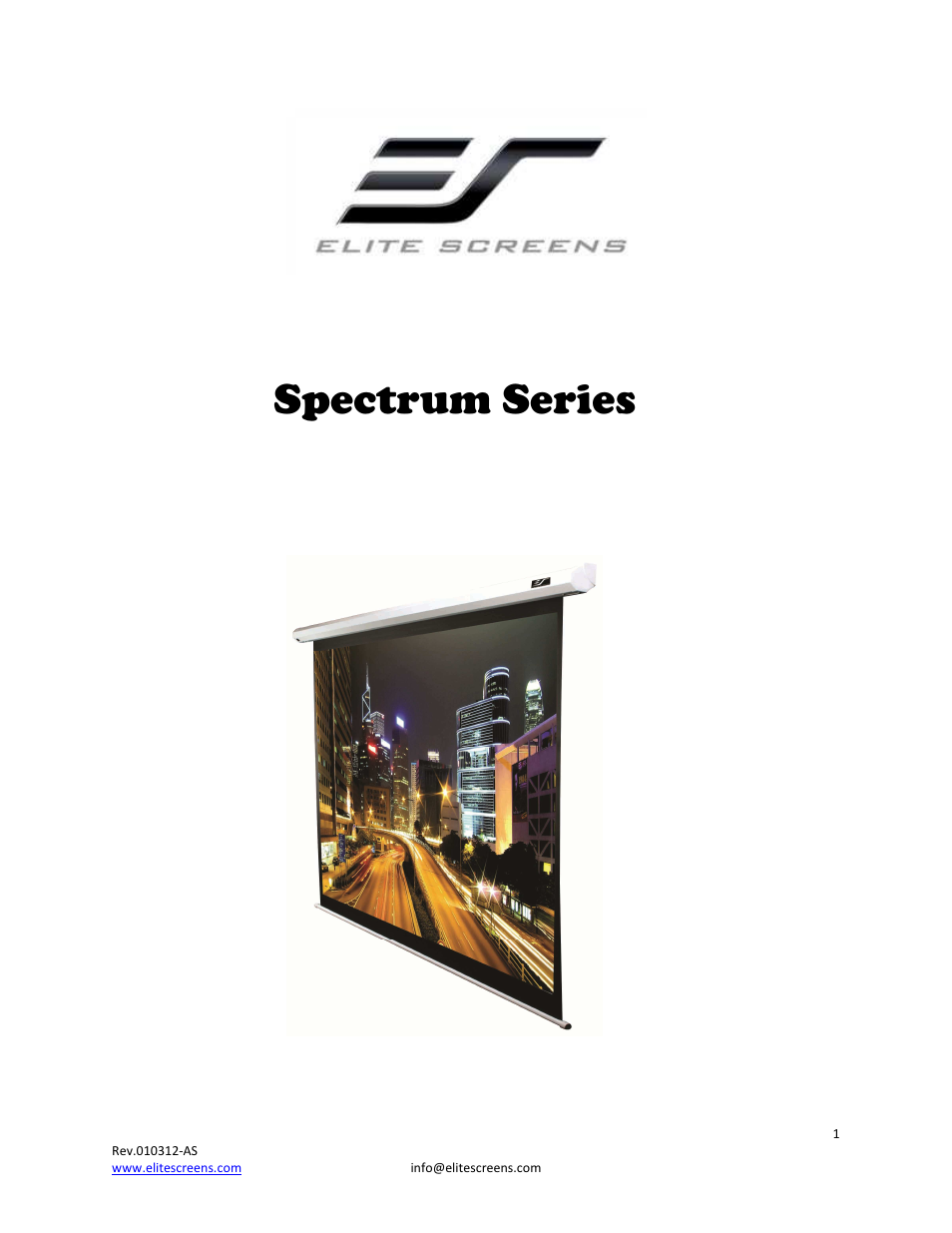 Elite Screens Spectrum User Manual | 10 pages