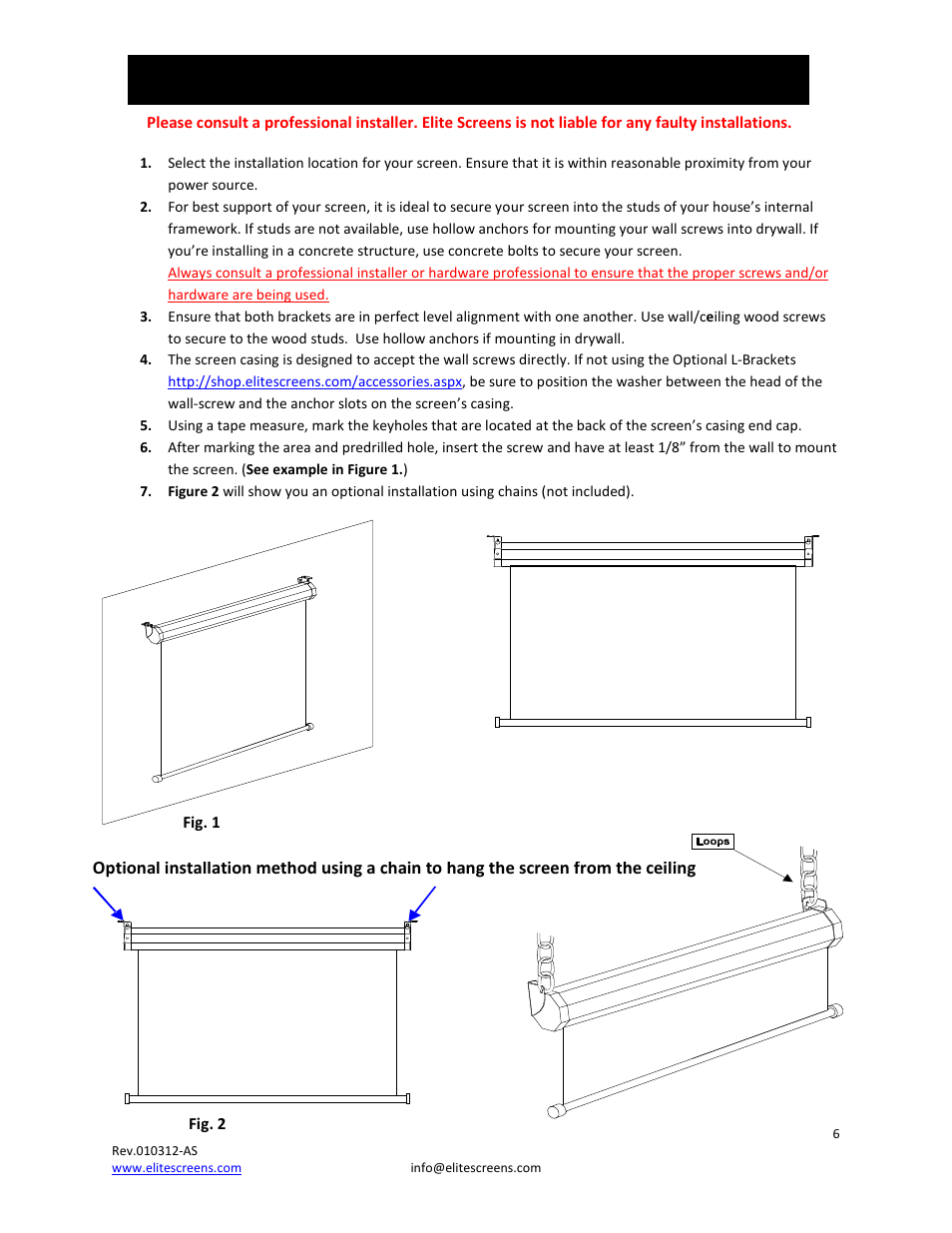 Installation instructions | Elite Screens Spectrum User Manual | Page 6 / 10