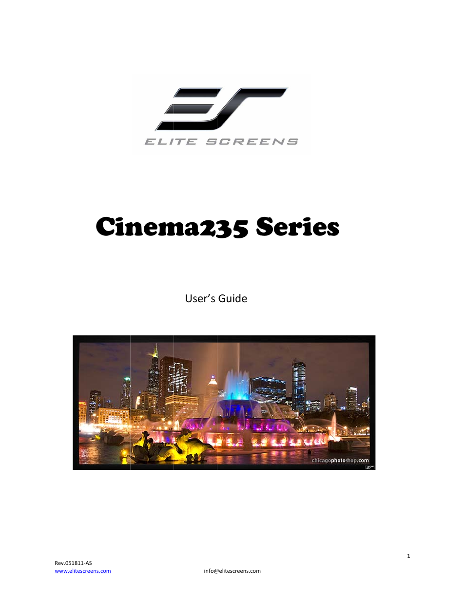 Elite Screens 235 User Manual | 12 pages