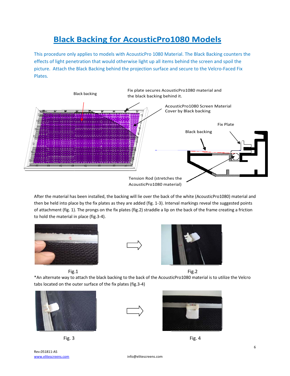 Black backing for acousticpro1080 models | Elite Screens 235 User Manual | Page 6 / 12