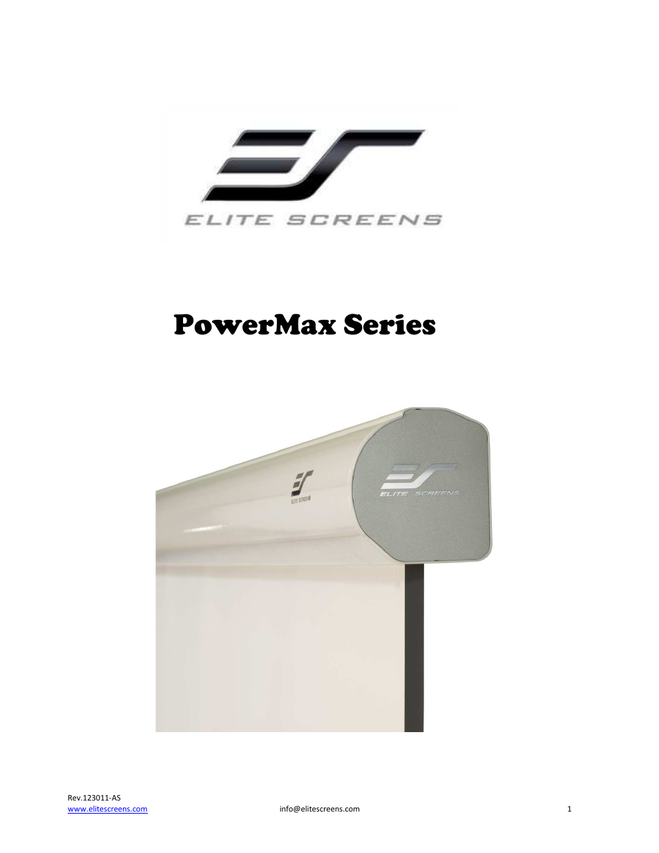 Elite Screens PowerMax User Manual | 16 pages