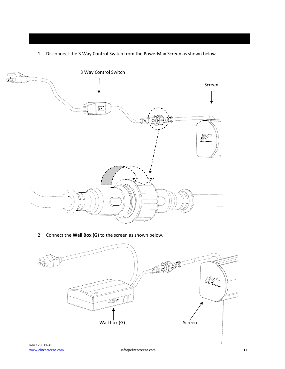 Zpm-rt installation & control instructions 1 | Elite Screens PowerMax User Manual | Page 11 / 16