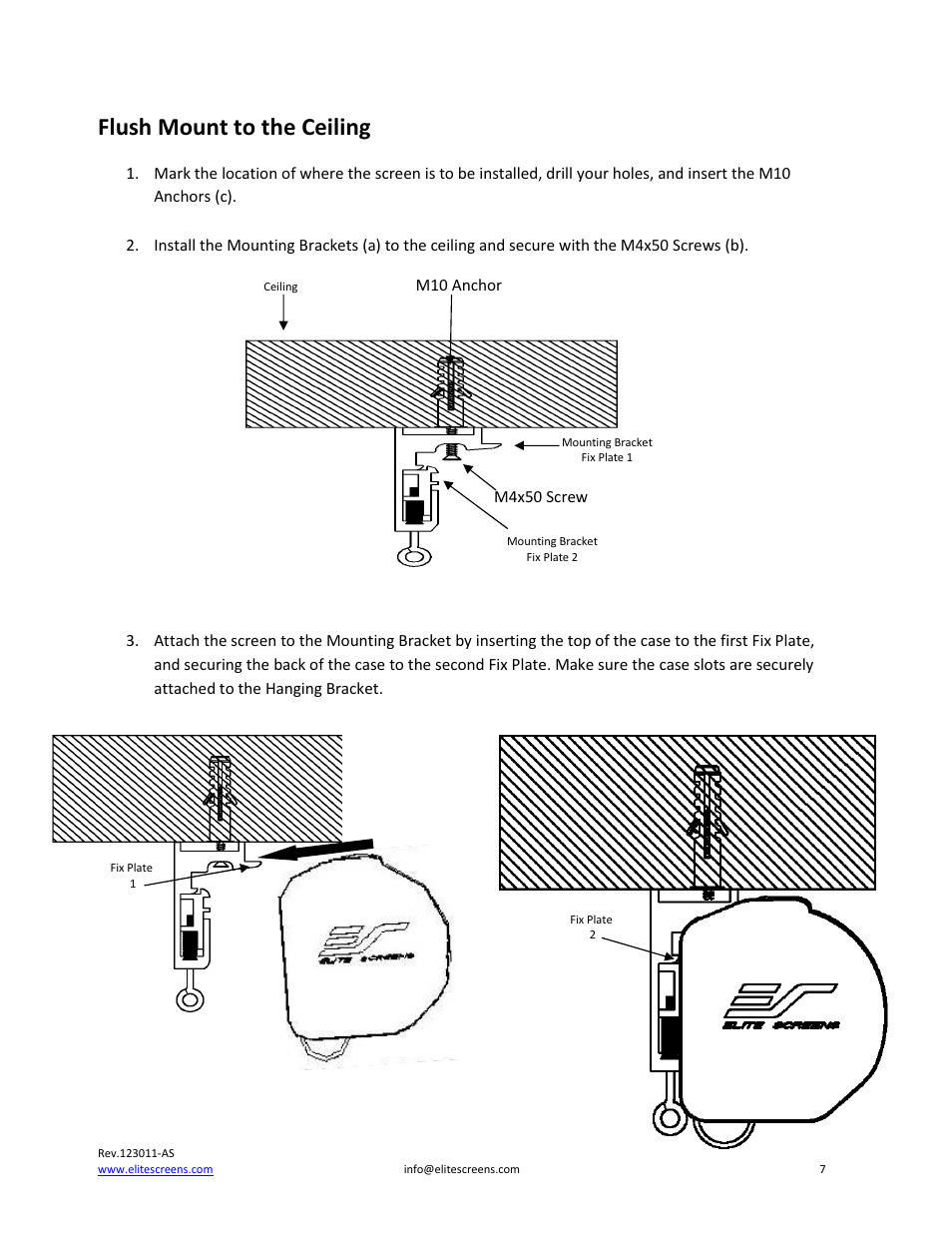 Flush mount to the ceiling | Elite Screens PowerMax User Manual | Page 7 / 16