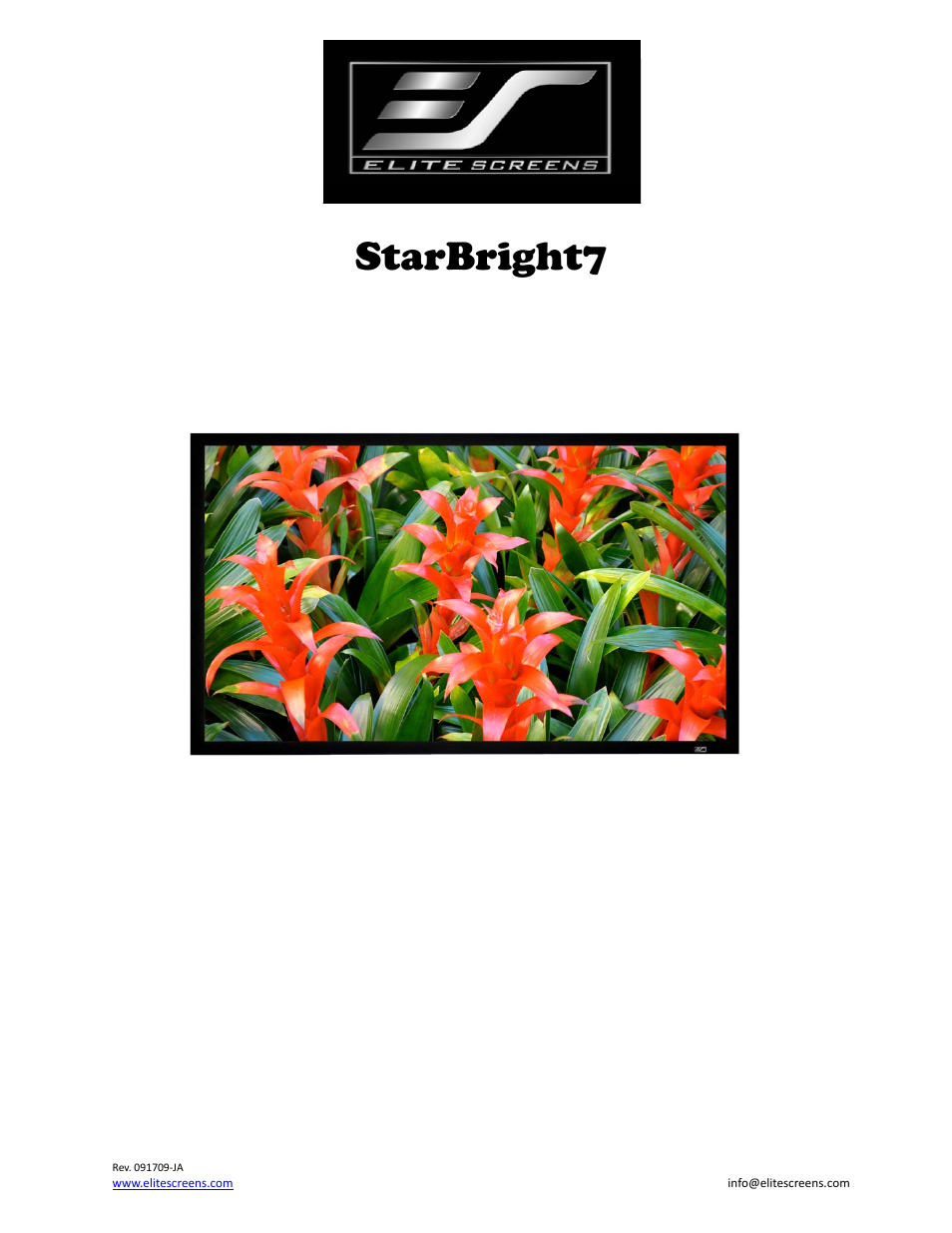 Elite Screens 091709JA User Manual | 13 pages