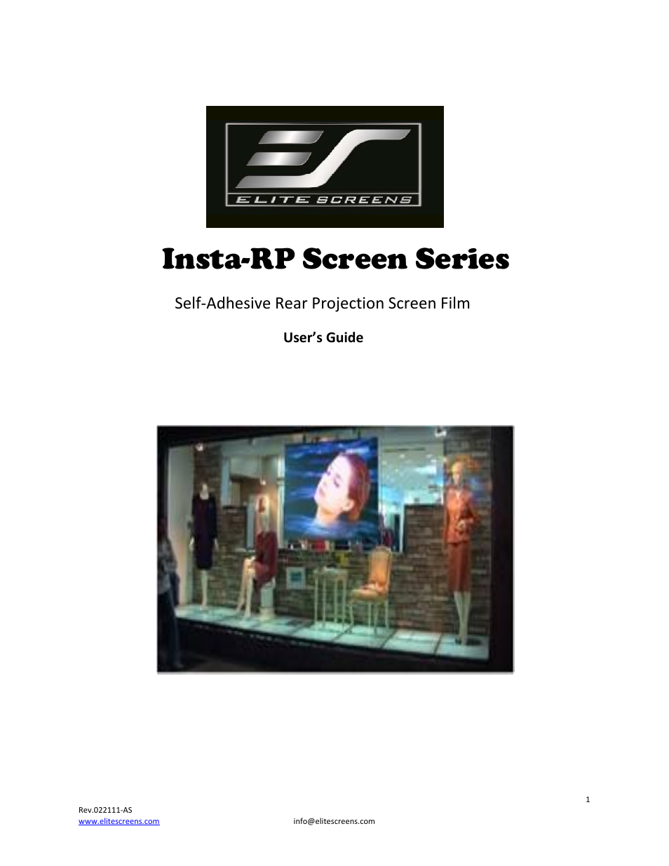 Elite Screens 022111AS User Manual | 7 pages