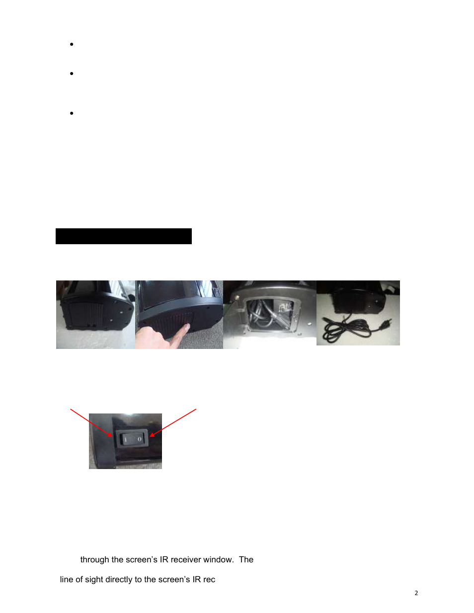 Screen operation | Elite Screens 062310-JA User Manual | Page 3 / 8