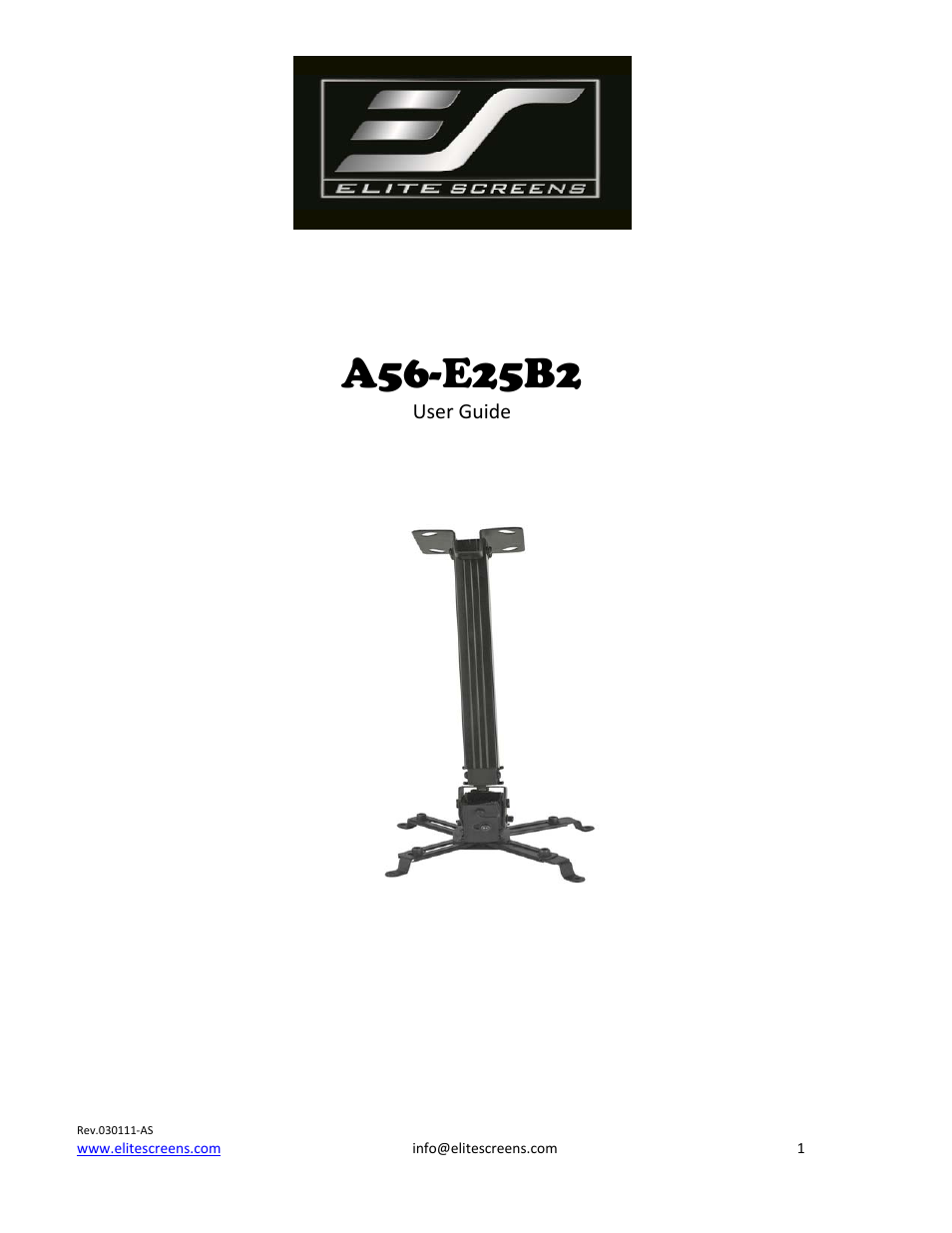 Elite Screens A56-E25B2 User Manual | 7 pages