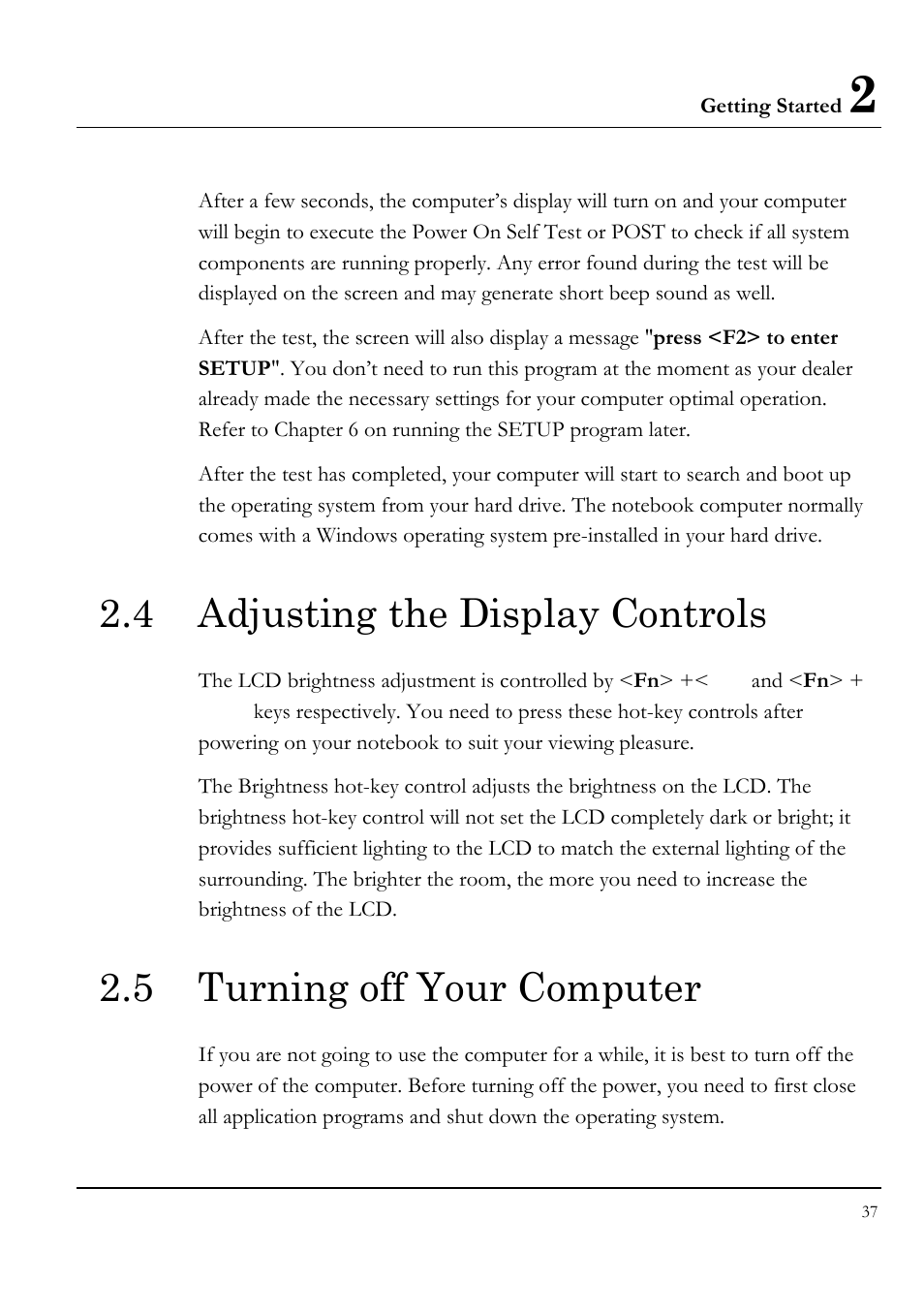 4 adjusting the display controls, 5 turning off your computer | Everex VA4103 User Manual | Page 37 / 140