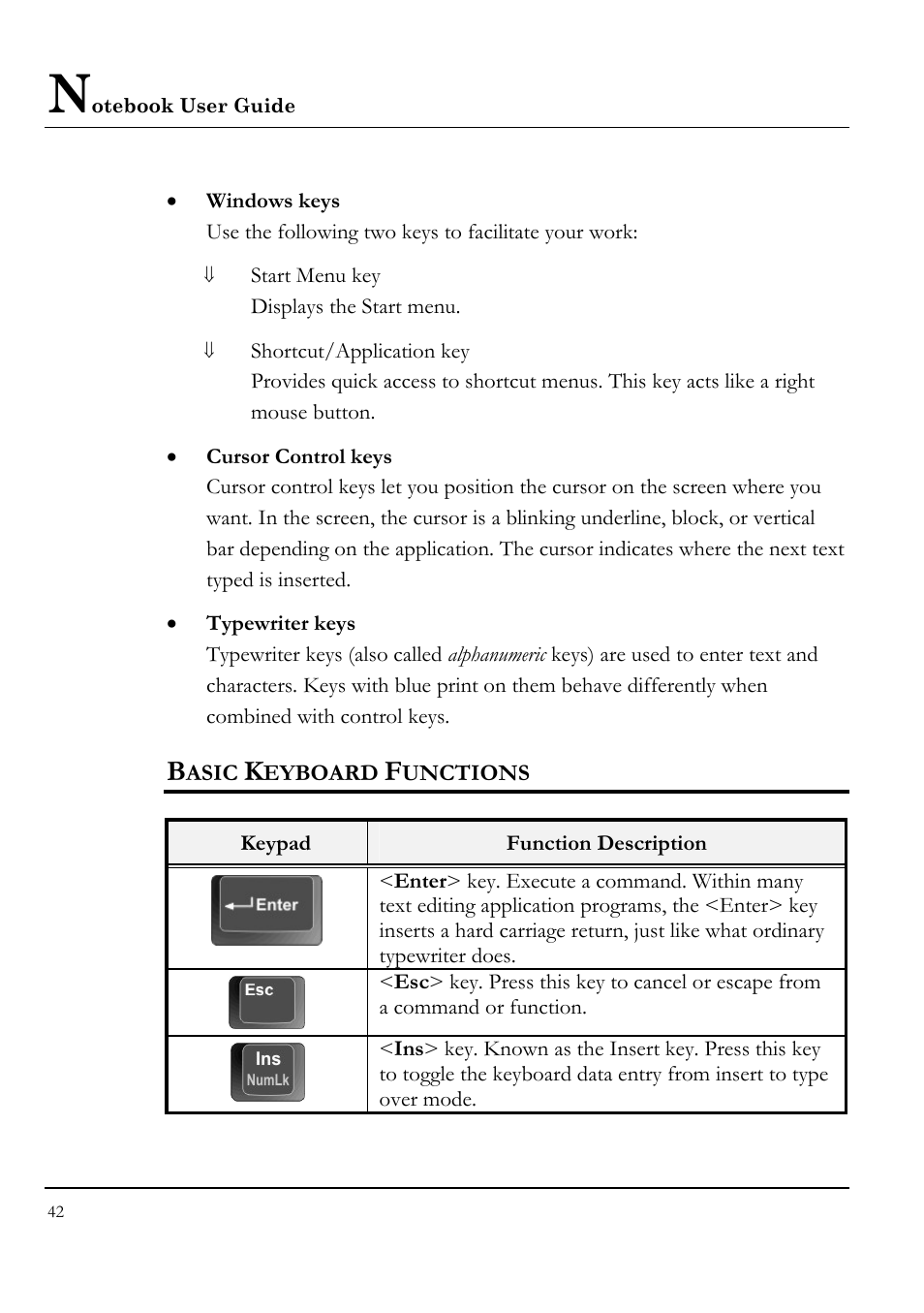 Basic keyboard functions | Everex VA4103 User Manual | Page 42 / 140
