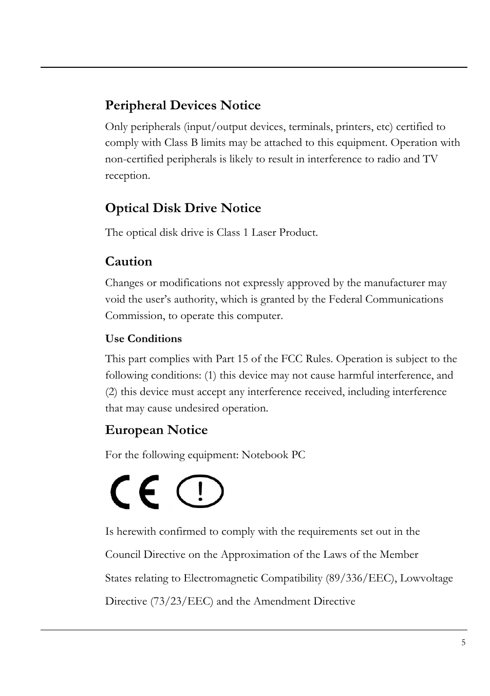 Caution, Use conditions, European notice | Everex VA4103 User Manual | Page 5 / 140
