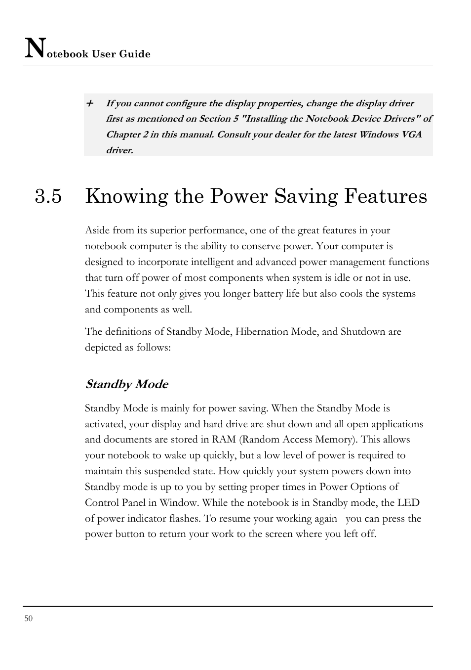 5 knowing the power saving features, Standby mode | Everex VA4103 User Manual | Page 50 / 140