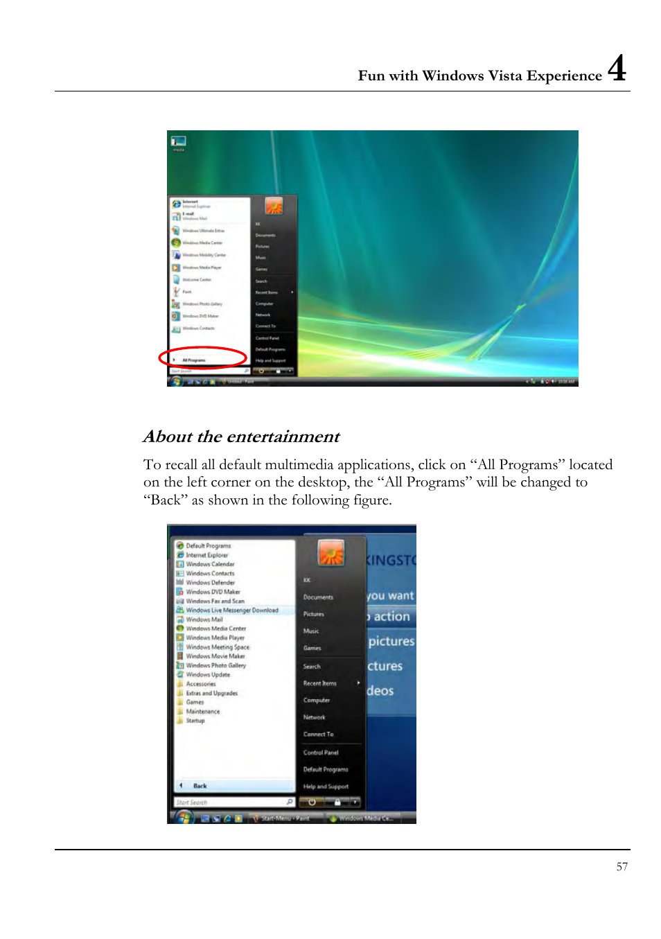 About the entertainment | Everex VA4103 User Manual | Page 57 / 140