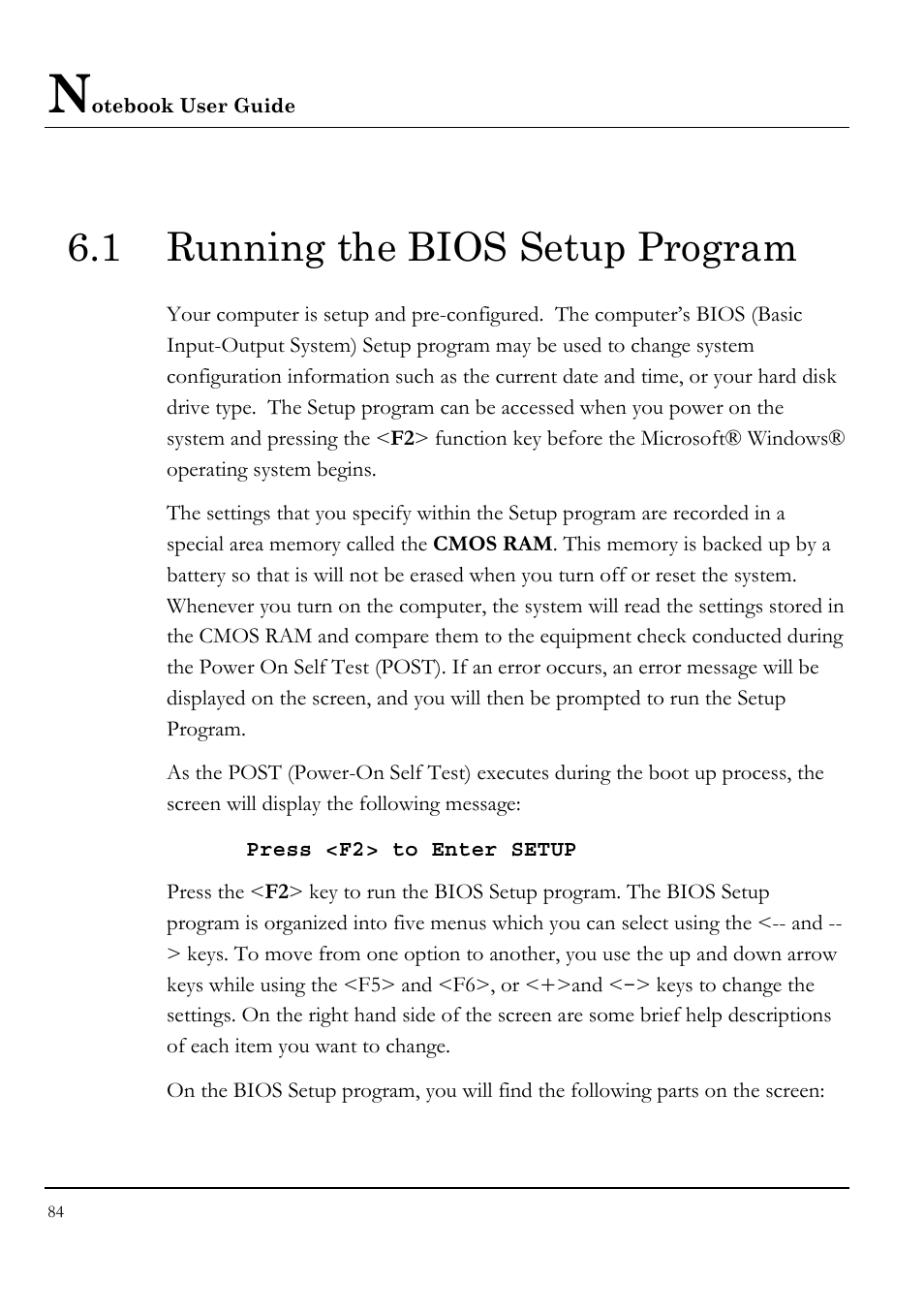 1 running the bios setup program | Everex VA4103 User Manual | Page 84 / 140