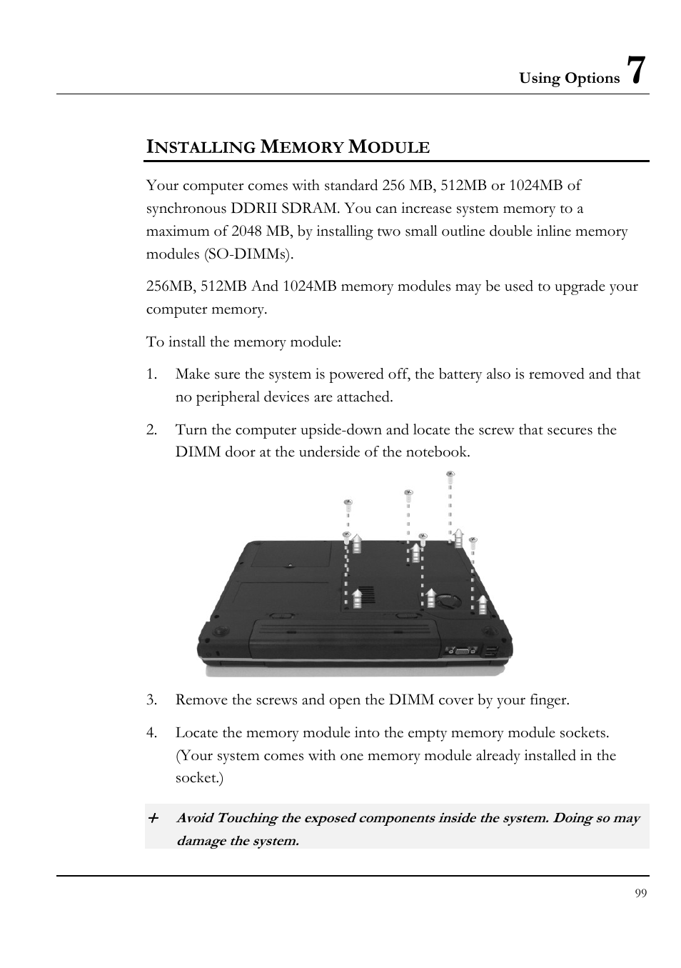 Installing memory module | Everex VA4103 User Manual | Page 99 / 140