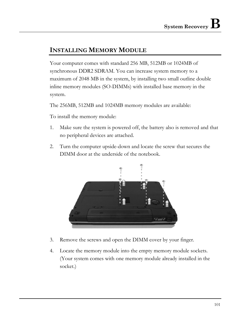 Installing memory module | Everex LW7WE User Manual | Page 101 / 122