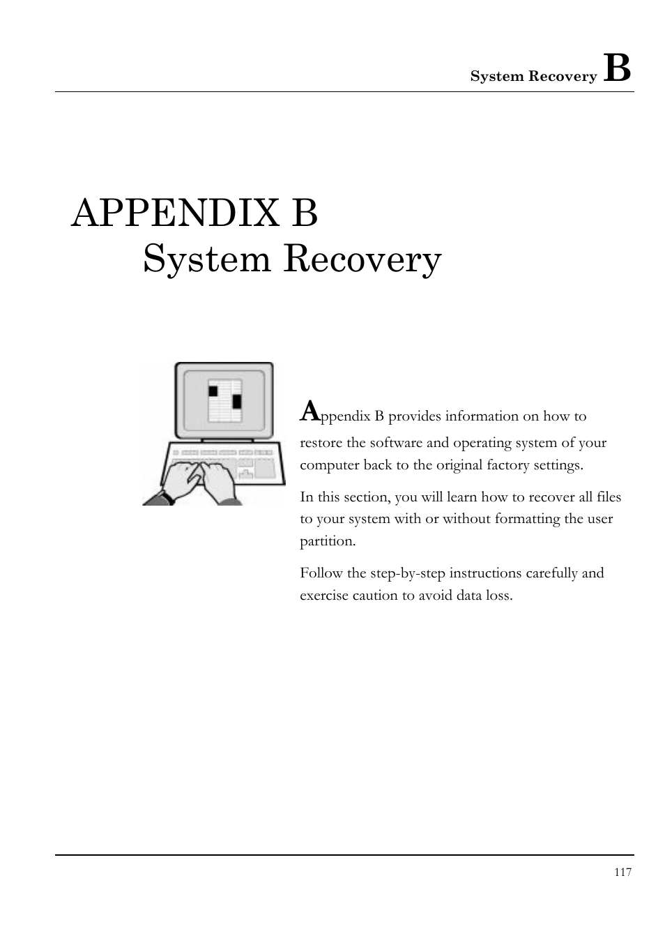 Appendix b system recovery | Everex LW7WE User Manual | Page 117 / 122