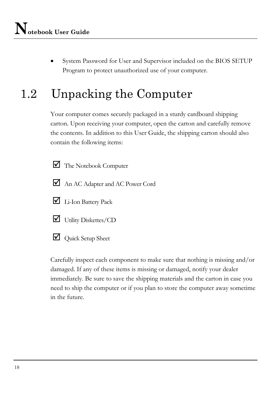 2 unpacking the computer | Everex LW7WE User Manual | Page 18 / 122