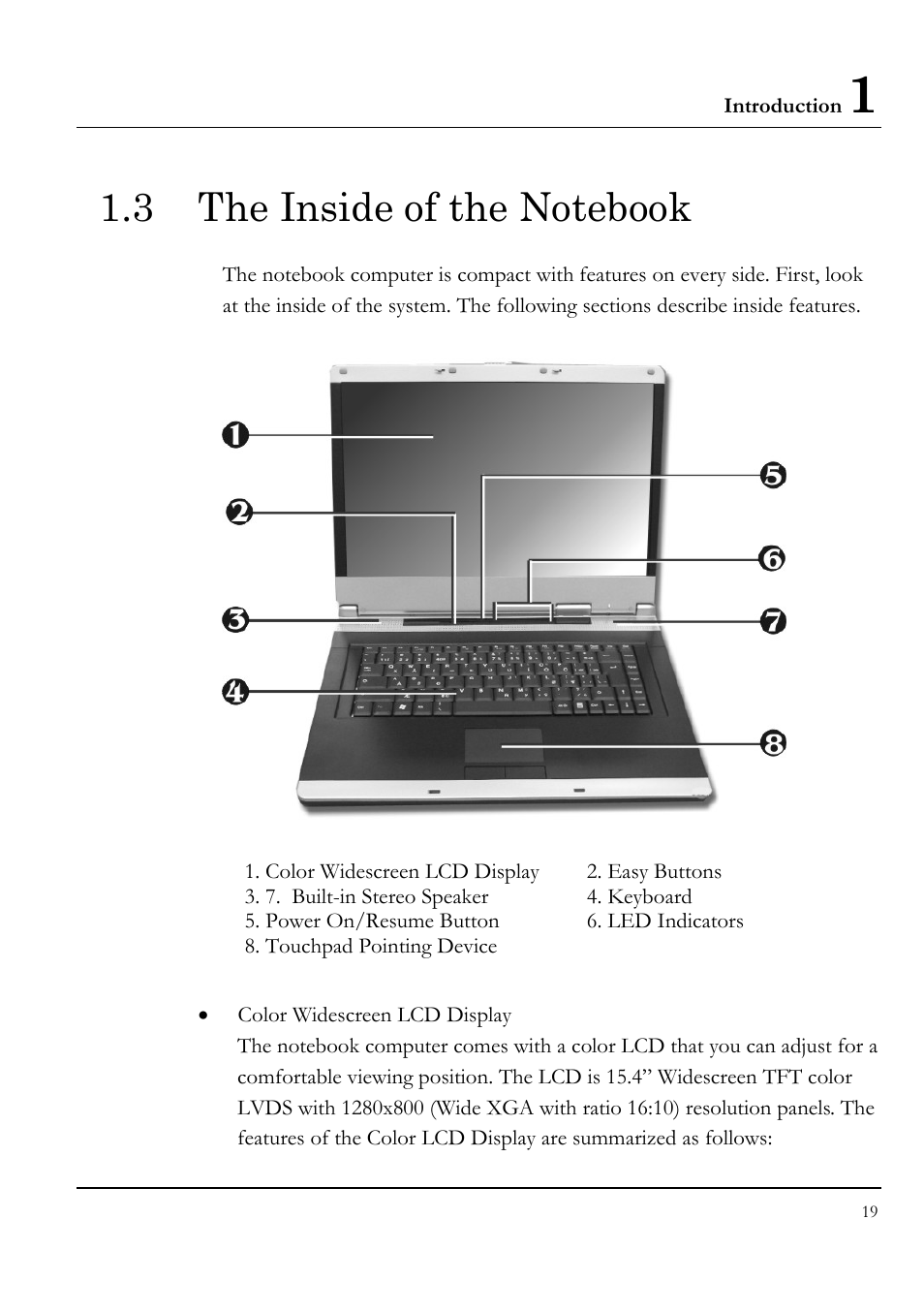 3 the inside of the notebook | Everex LW7WE User Manual | Page 19 / 122