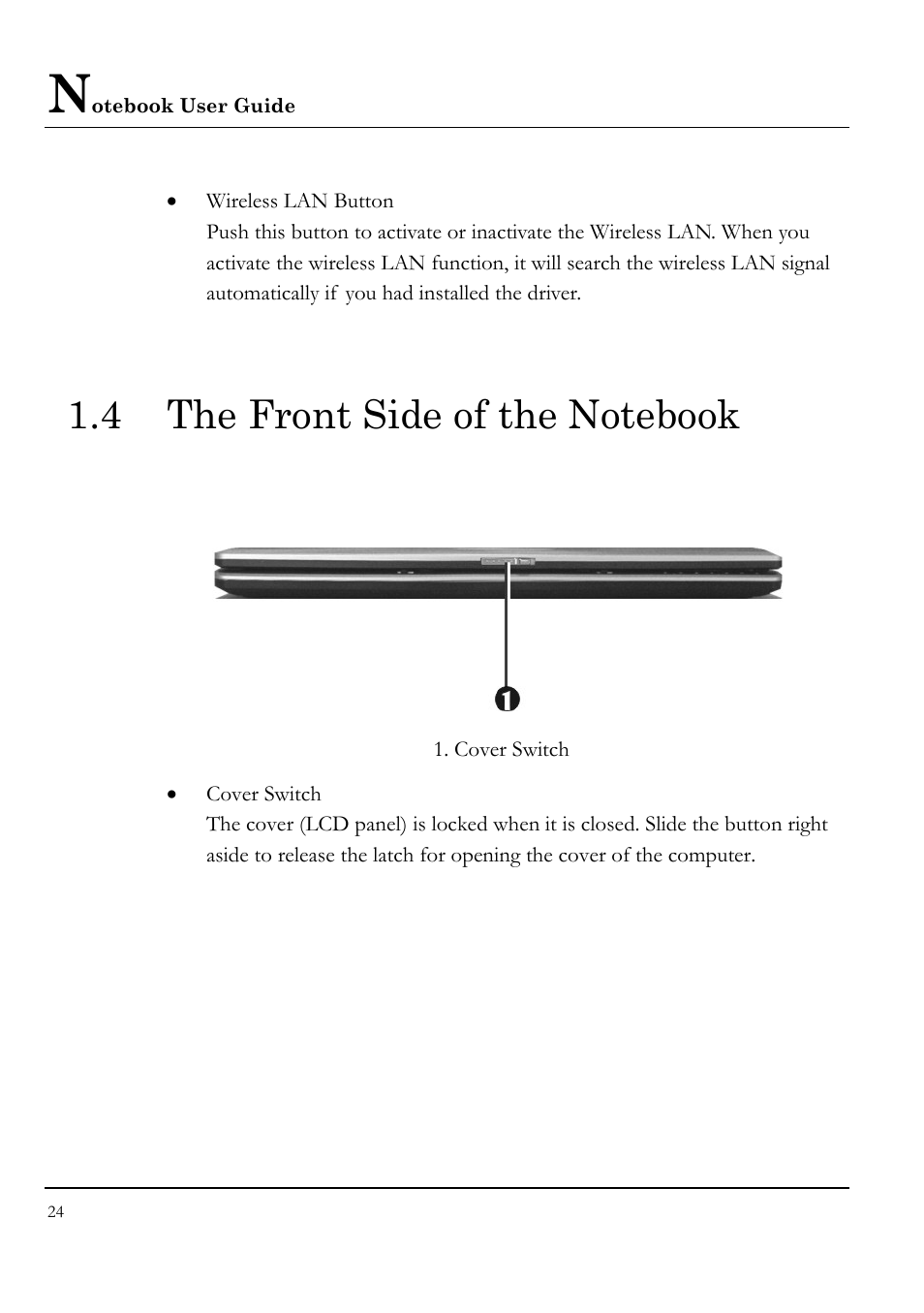 4 the front side of the notebook | Everex LW7WE User Manual | Page 24 / 122