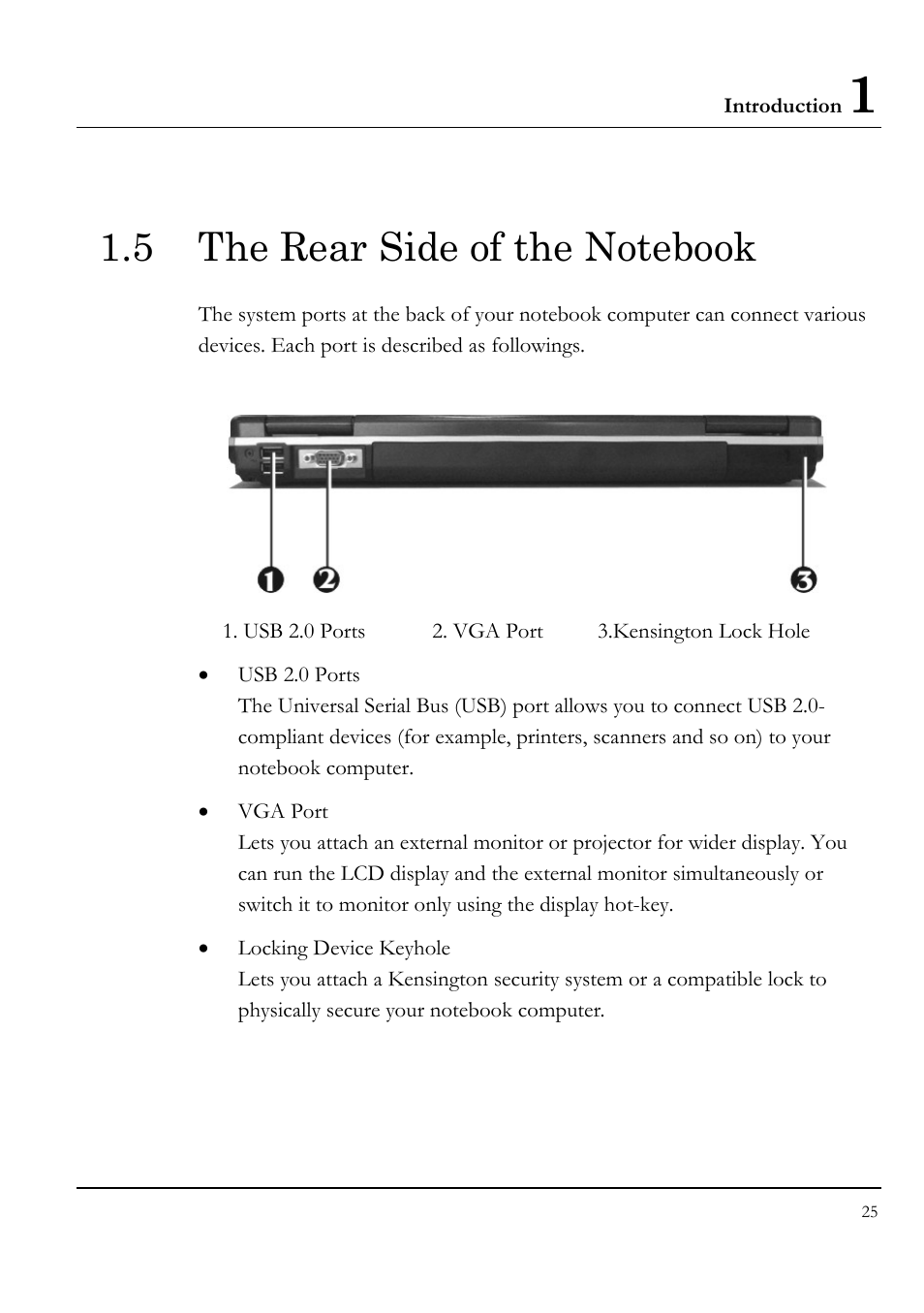 5 the rear side of the notebook | Everex LW7WE User Manual | Page 25 / 122