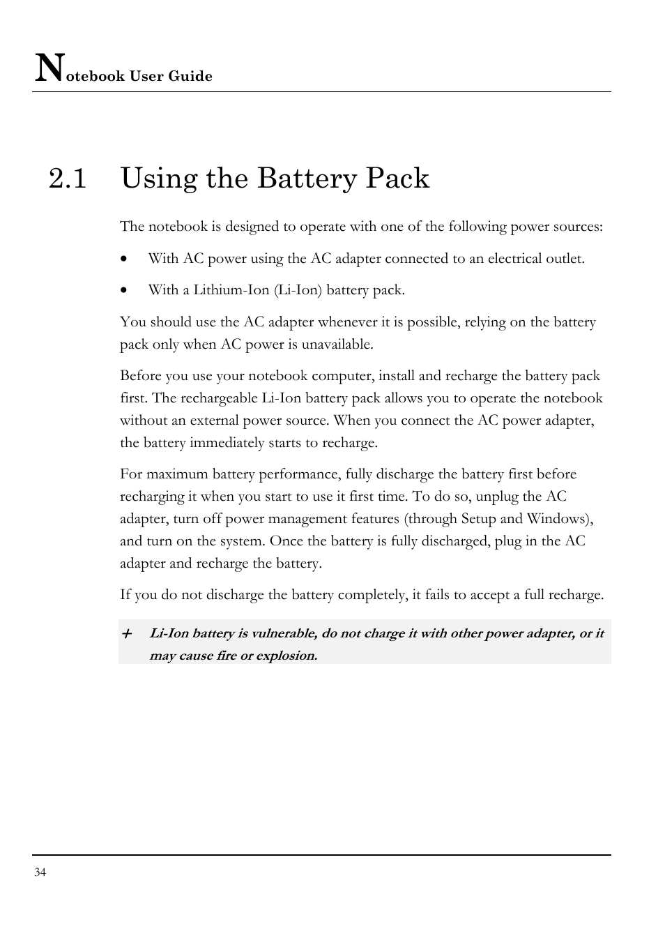 1 using the battery pack | Everex LW7WE User Manual | Page 34 / 122