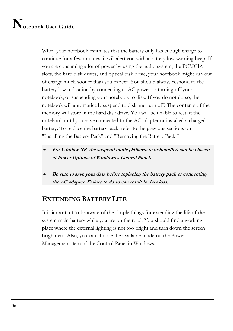 Extending battery life | Everex LW7WE User Manual | Page 36 / 122