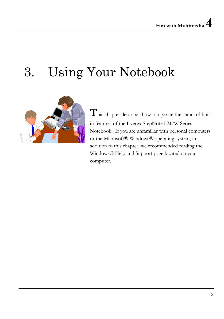 Using your notebook | Everex LW7WE User Manual | Page 45 / 122