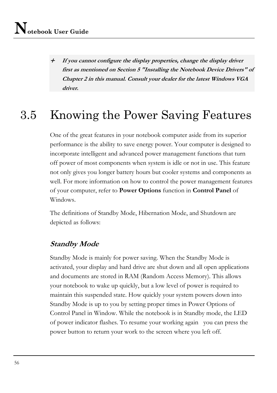 5 knowing the power saving features, Standby mode | Everex LW7WE User Manual | Page 56 / 122